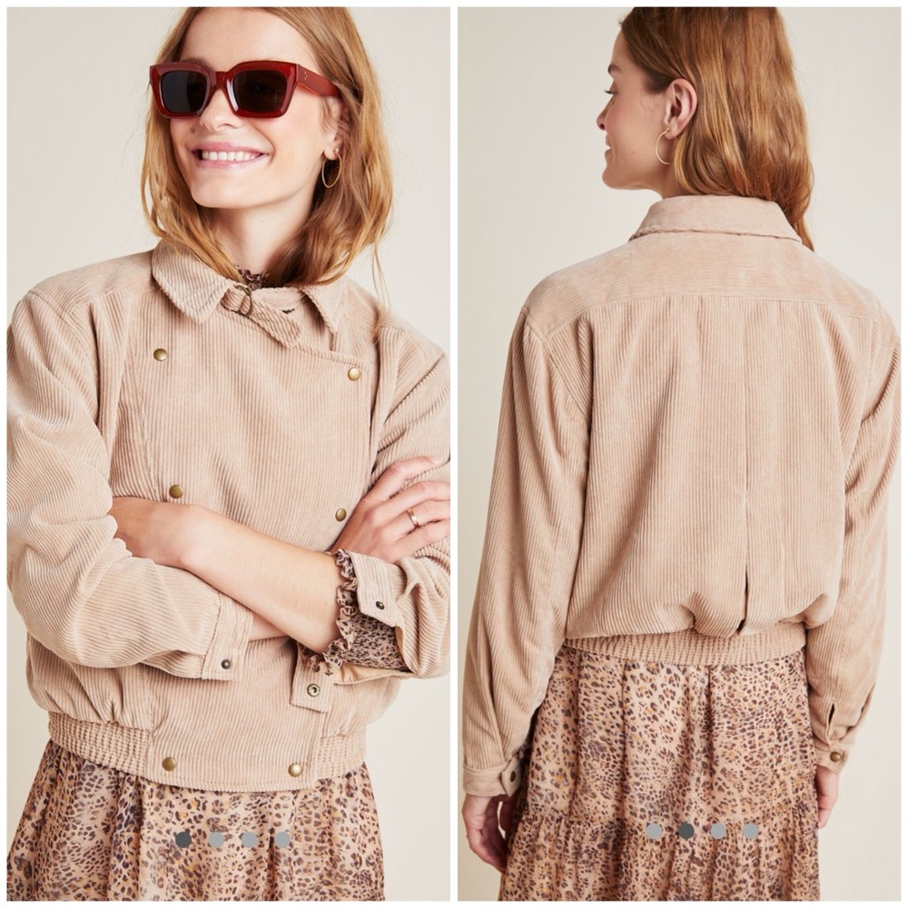 Anthropologie Beige Corduroy Utility Jacket